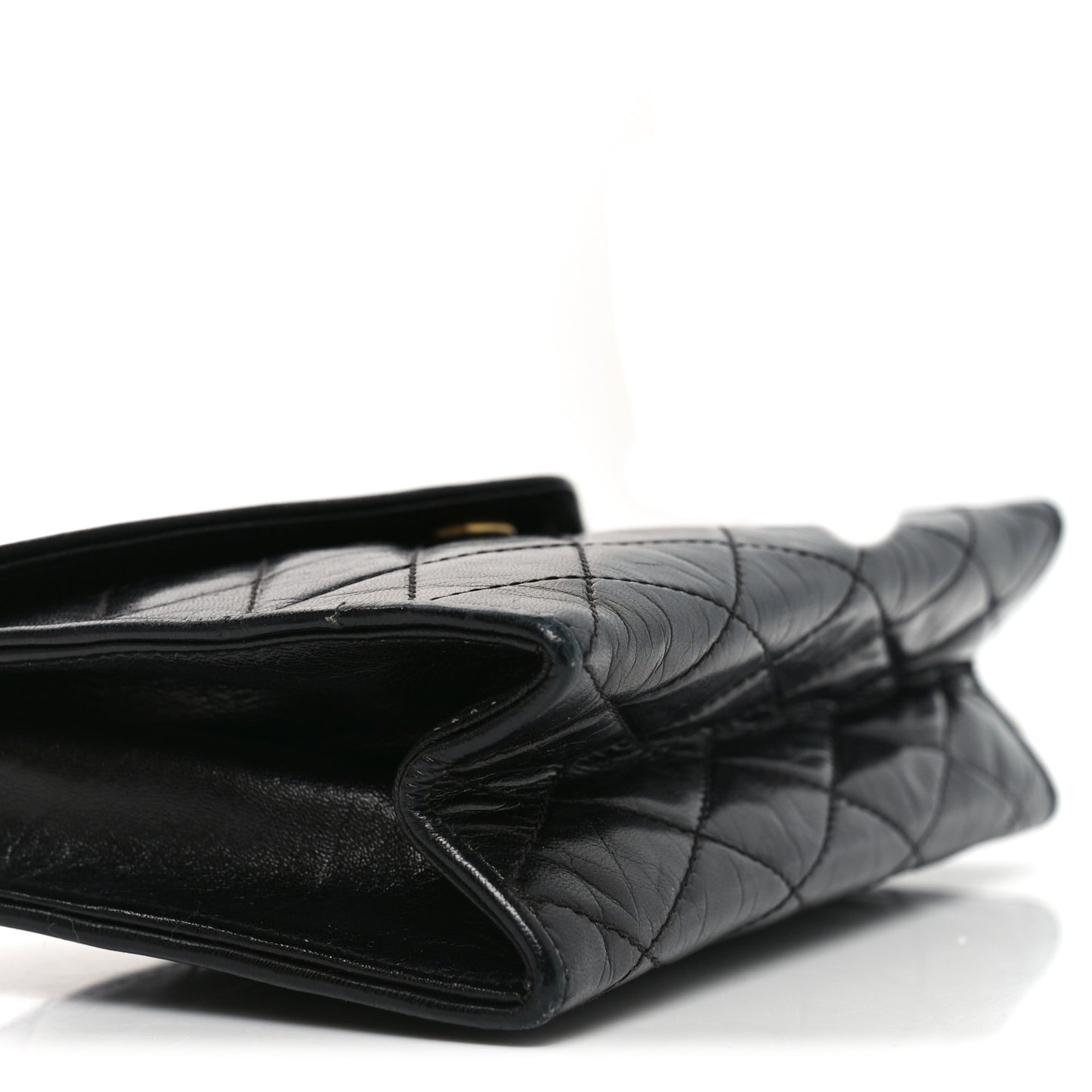 Lambskin Quilted Flap Pouch Black