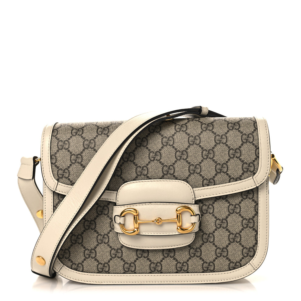 Gucci GG Supreme Monogram Horsebit 1955 Shoulder Bag Beige Mystic White ...