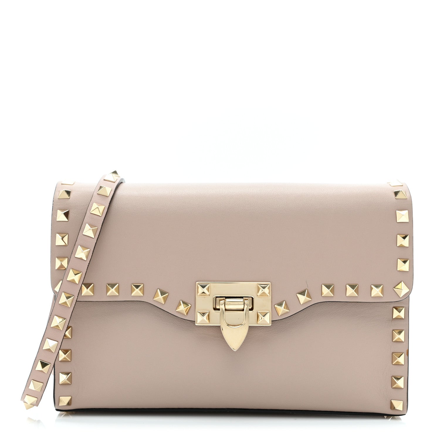 Valentino Garavani Vitello Medium Rockstud Flip Lock Crossbody Bag Poudre 1 of 10