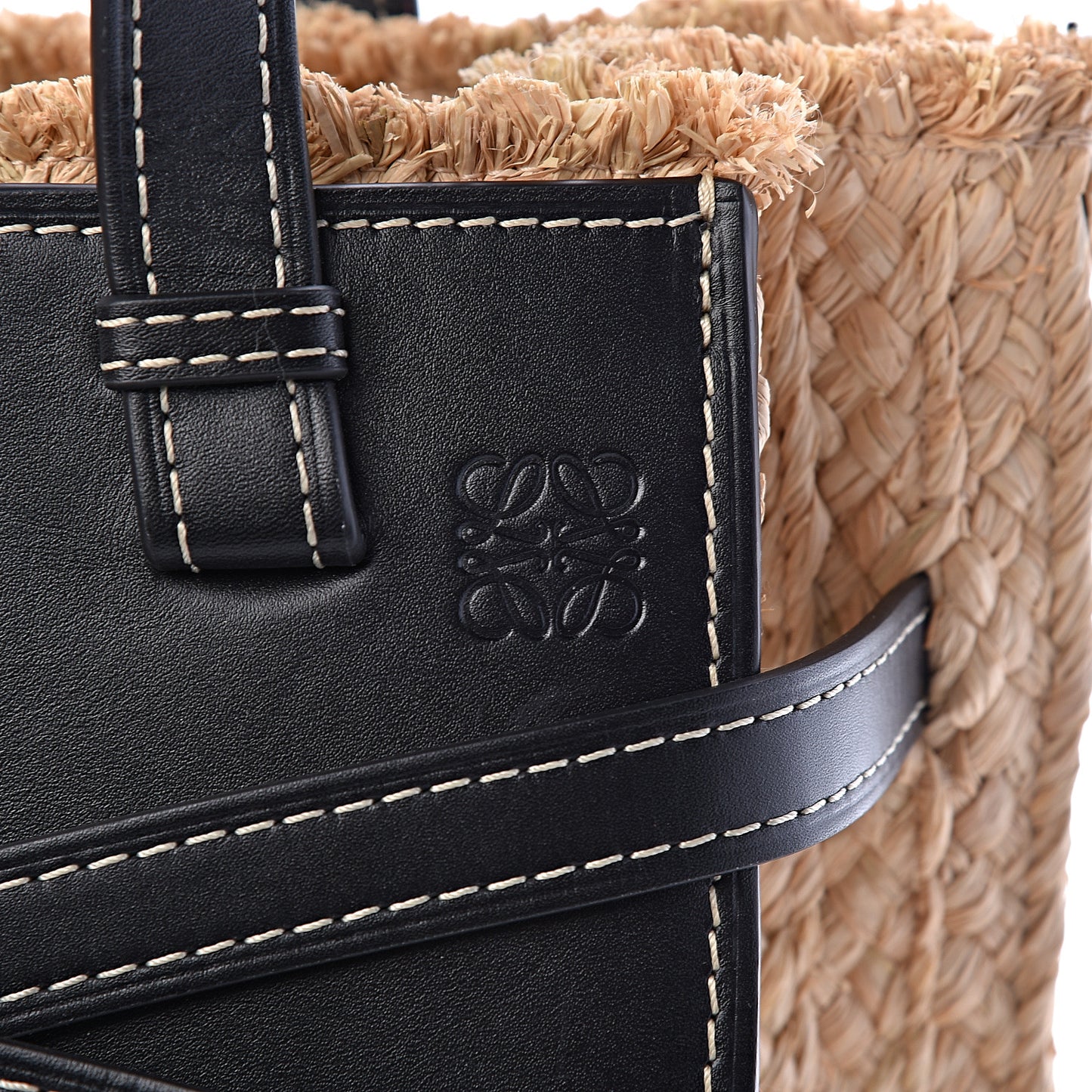 Calfskin Raffia Small Gate Tote Black