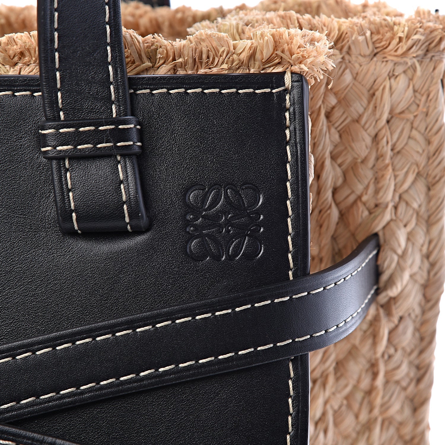 Loewe Calfskin Raffia Small Gate Tote Black 7 of 10