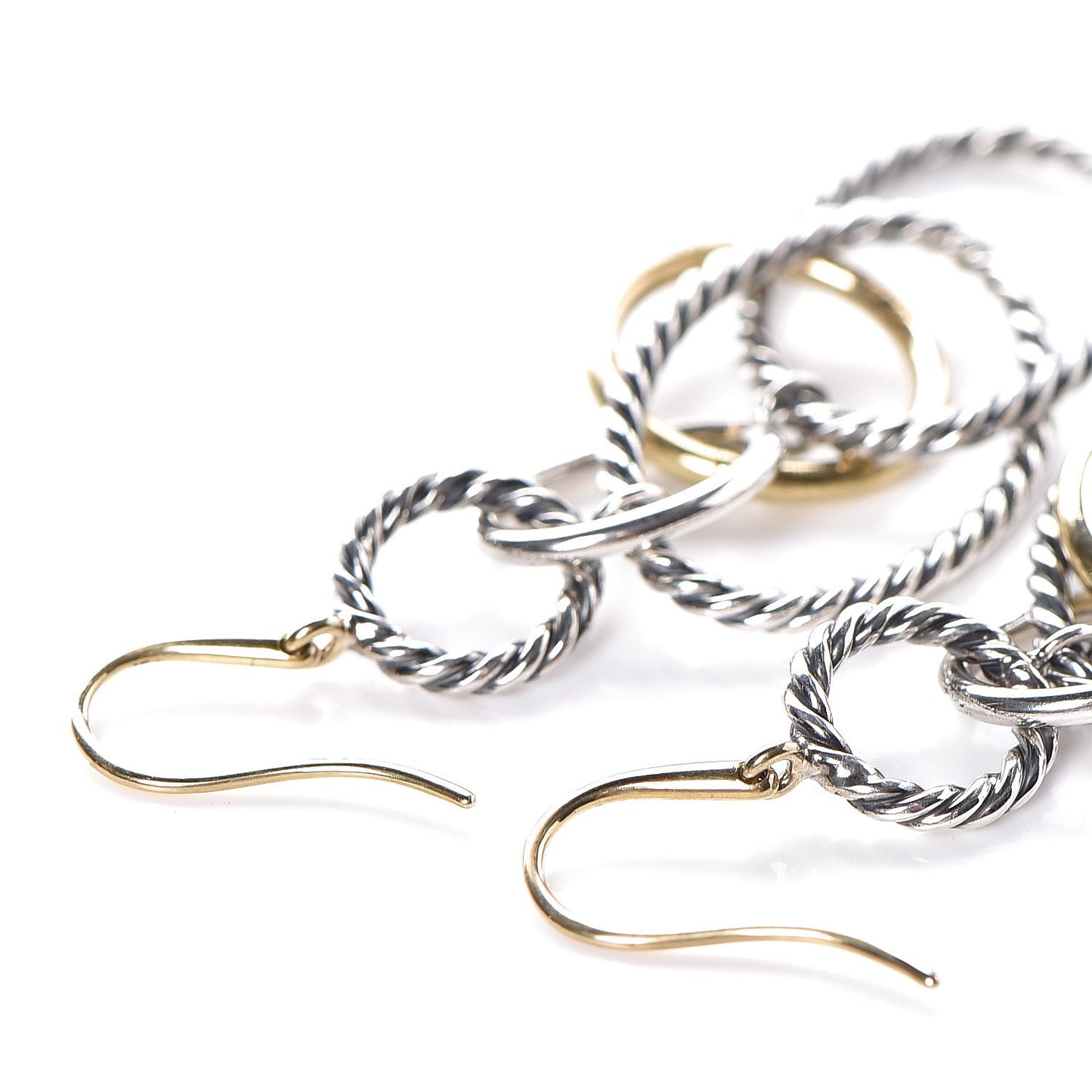 Sterling Silver 18K Yellow Gold Mobile Oval Drop Earrings