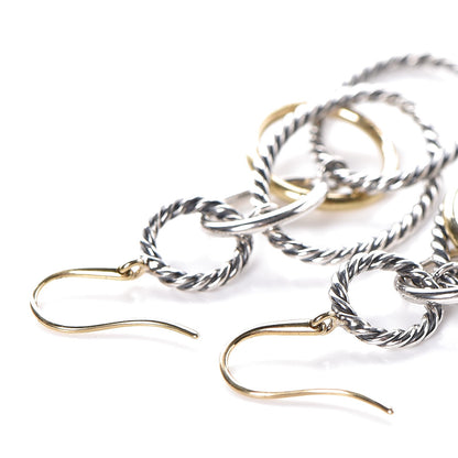 David Yurman Sterling Silver 18K Yellow Gold Mobile Oval Drop Earrings 5 of 6