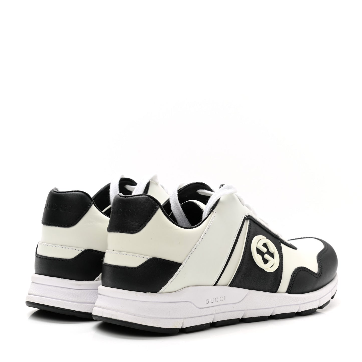 Calfskin Womens Interlocking G Sneakers 35.5 Black White