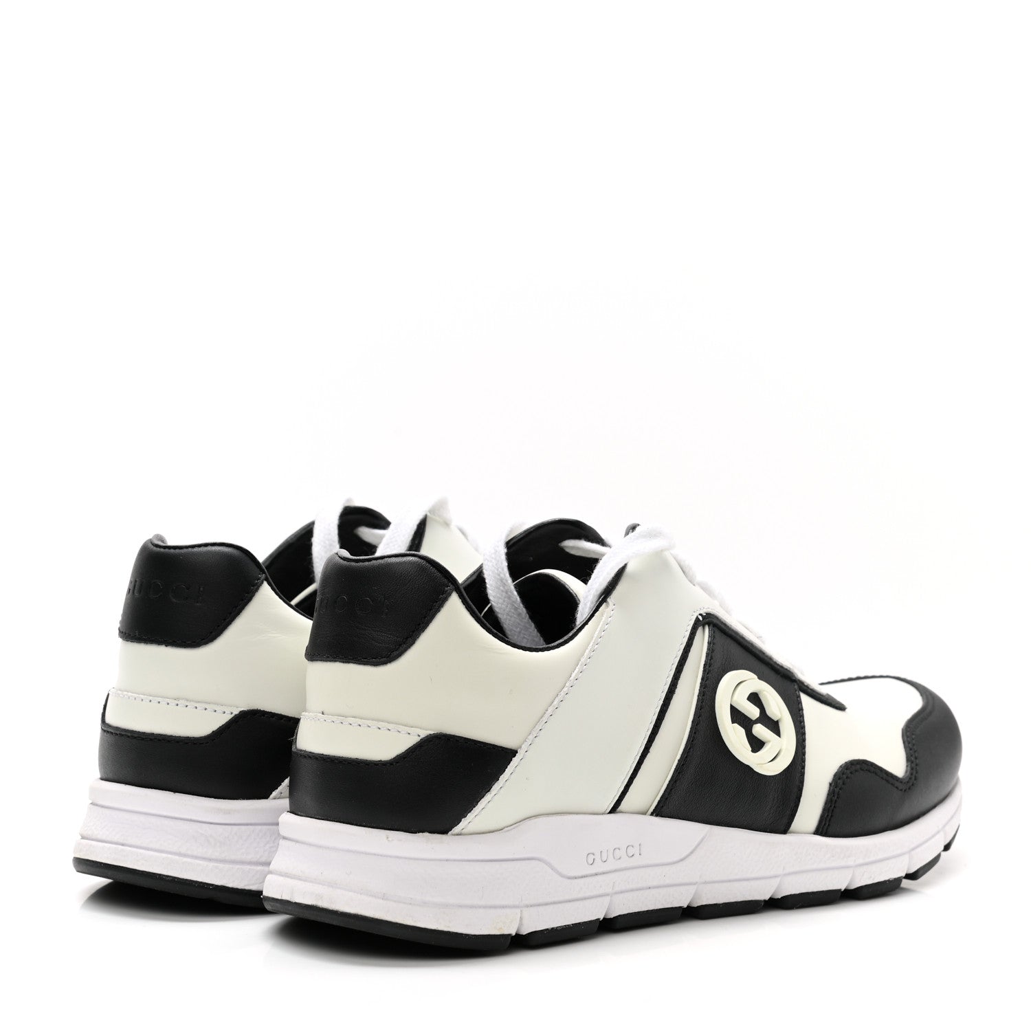 Gucci Calfskin Womens Interlocking G Sneakers 35.5 Black White 4 of 11