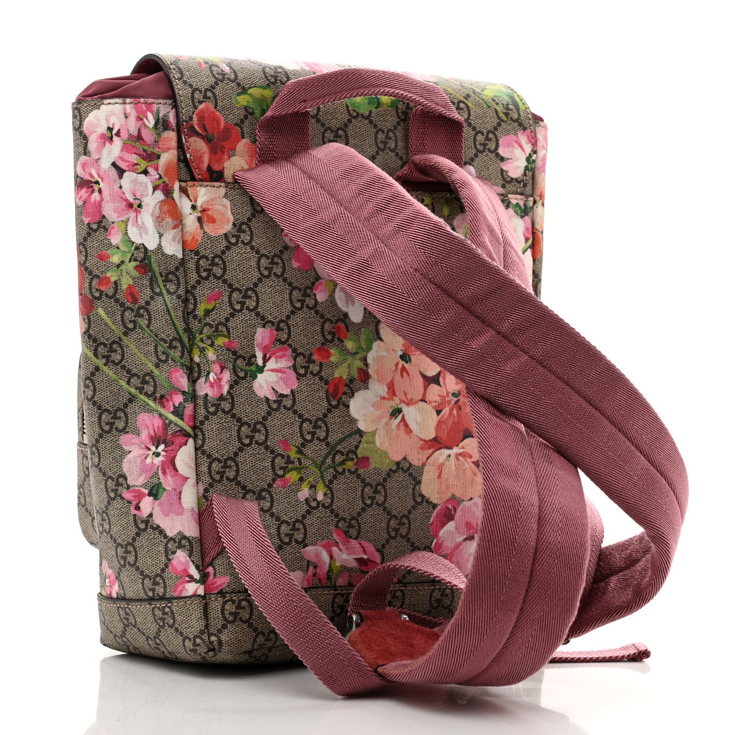 Gucci GG Supreme Monogram Blooms Small Single Buckle Backpack Beige Multicolor Dry Rose 3 of 12