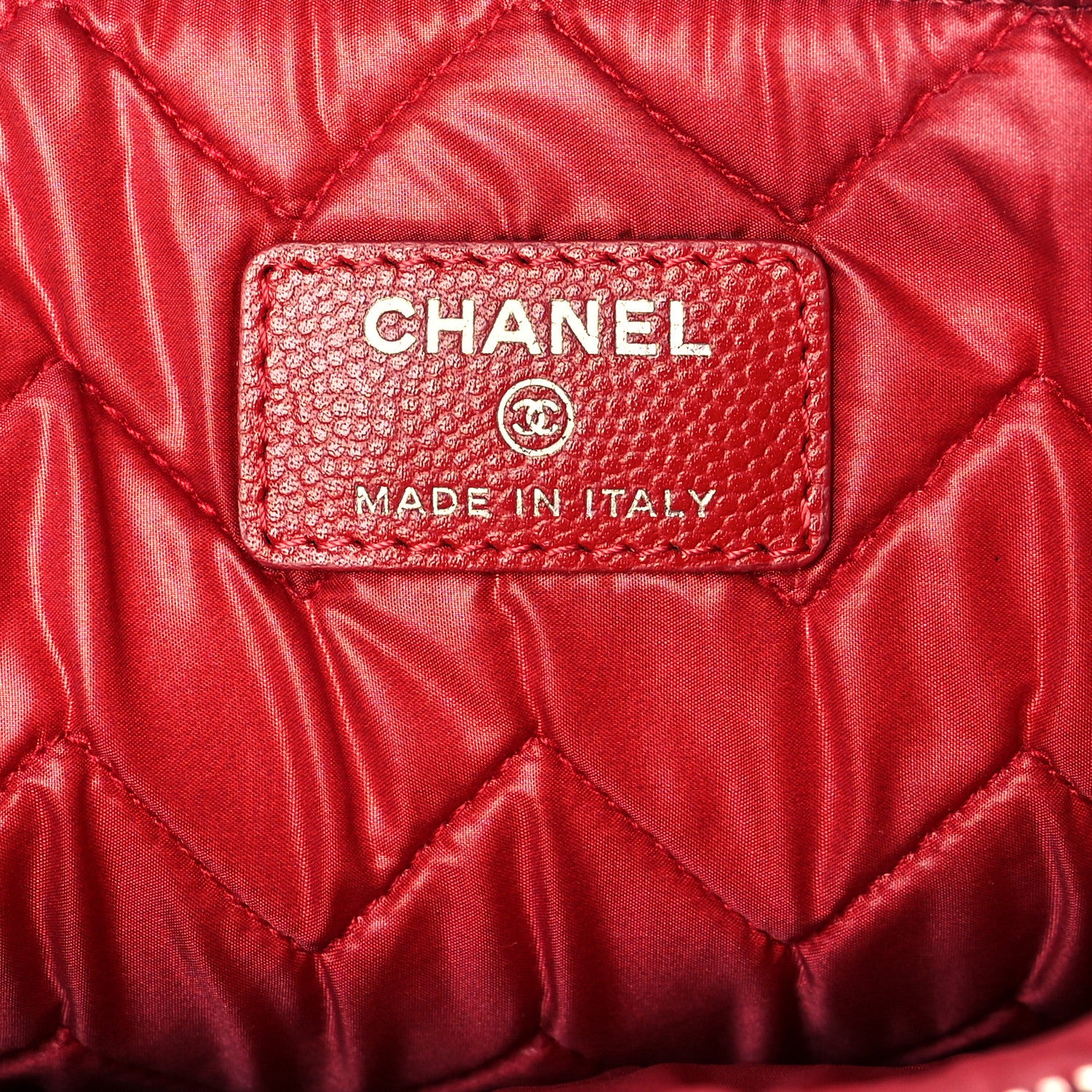 Chanel Caviar Chevron Quilted Medium Cosmetic Case Red 6 of 11