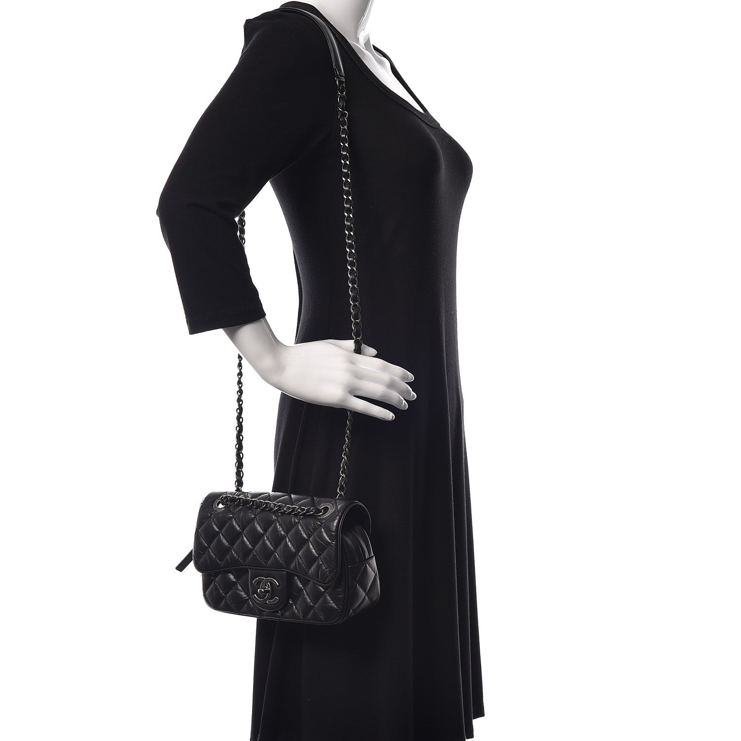 Chanel Aged Calfskin Quilted Small Easy Flap Black 2 of 10