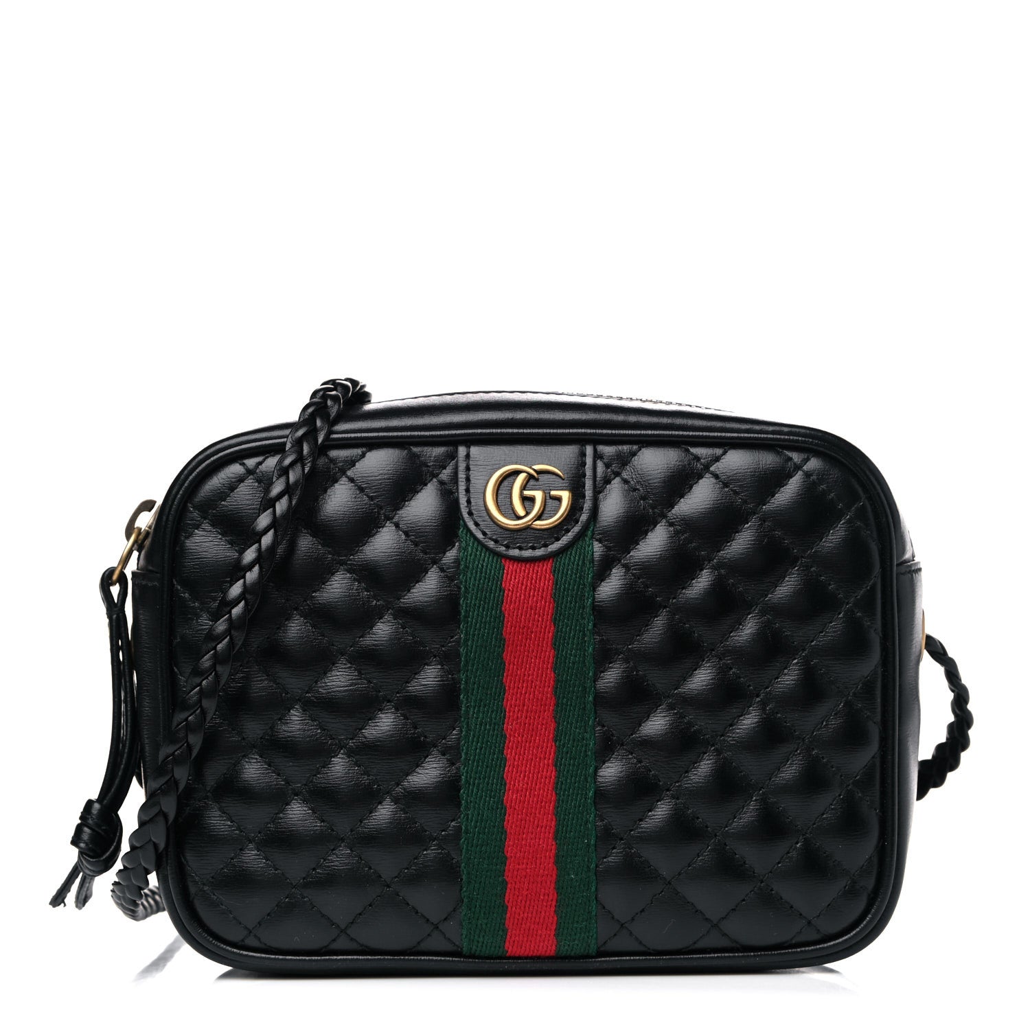 Gucci Calfskin Trapuntata Web Mini GG Shoulder Bag Black 1 of 7