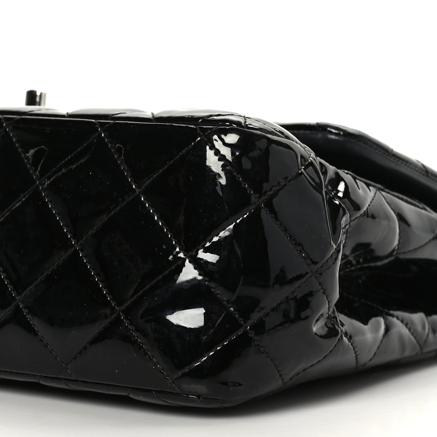 Patent Quilted Jumbo Double Flap Black