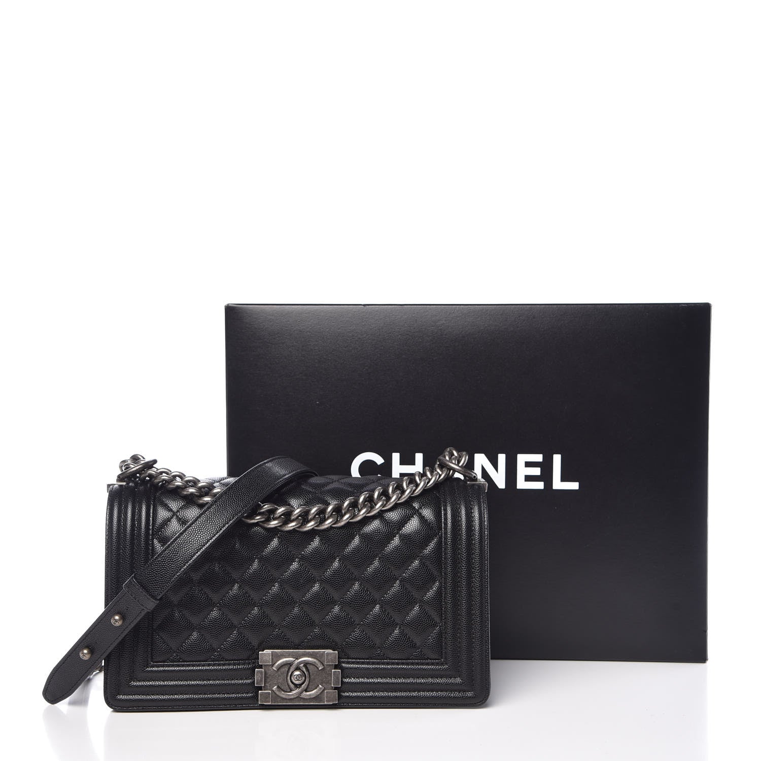 Chanel Caviar Quilted Medium Boy Flap Black 10 of 12