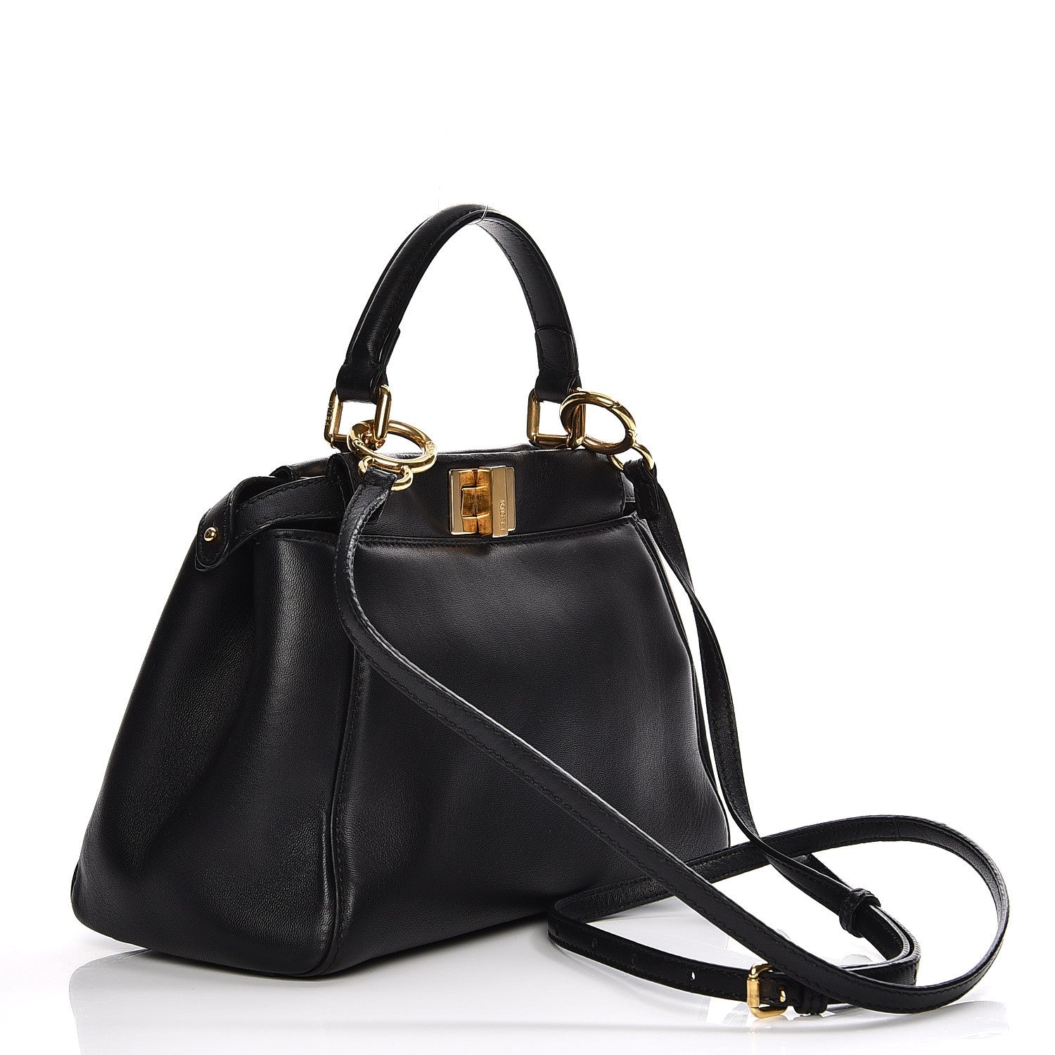 Fendi Nappa Mini Peekaboo Iconic Satchel Black 4 of 8