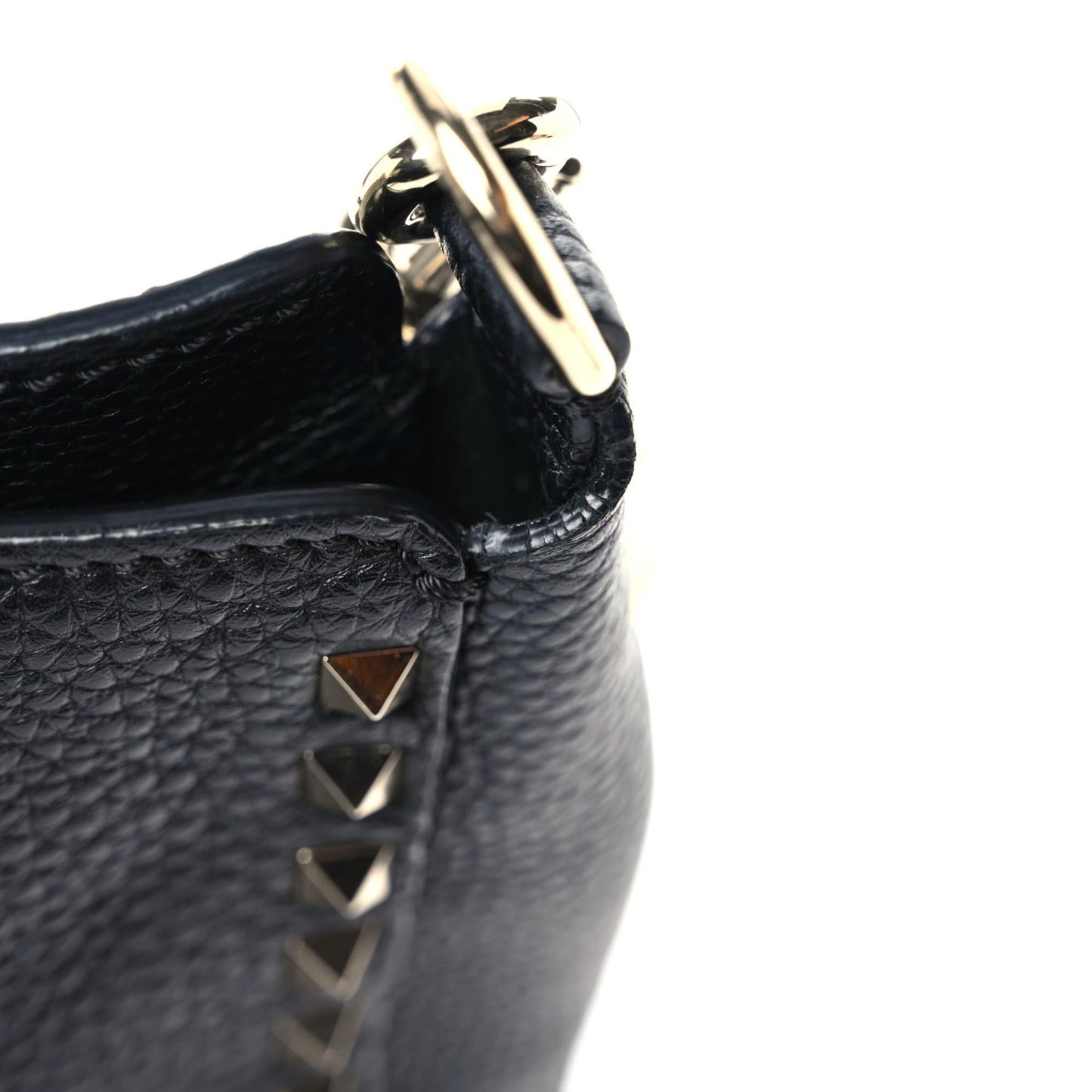 Pebbled Calfskin Large Rockstud Flip-Lock Messenger Bag Black