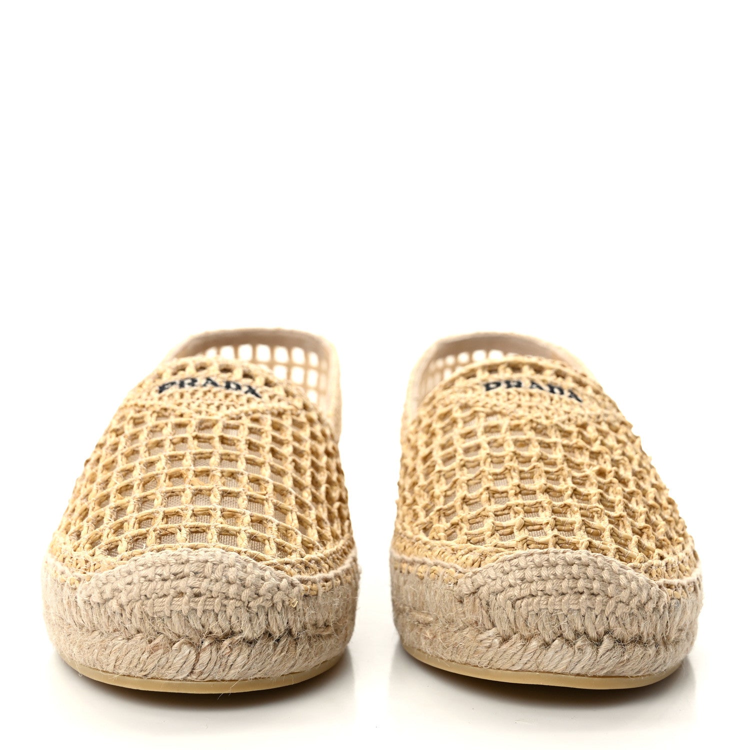 Prada Raffia Triangle Logo Crochet 20mm Espadrilles 40 Naturale 2 of 8
