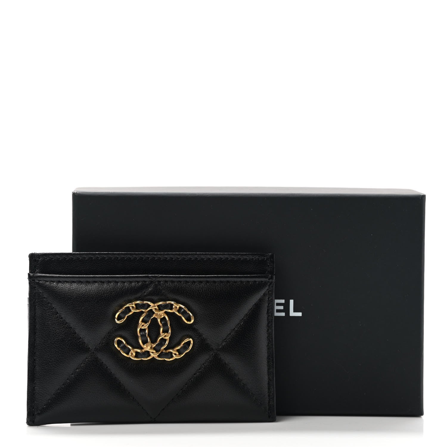 Chanel Lambskin Quilted Chanel 19 Card Holder Black 9 of 9