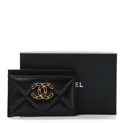 Chanel Lambskin Quilted Chanel 19 Card Holder Black 9 of 9