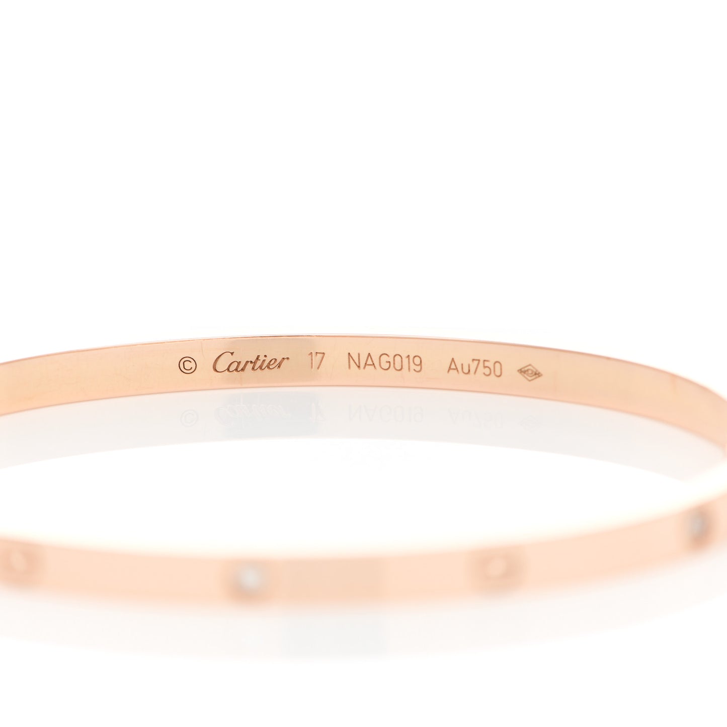 18K Pink Gold 6 Diamond Small LOVE Bracelet 17