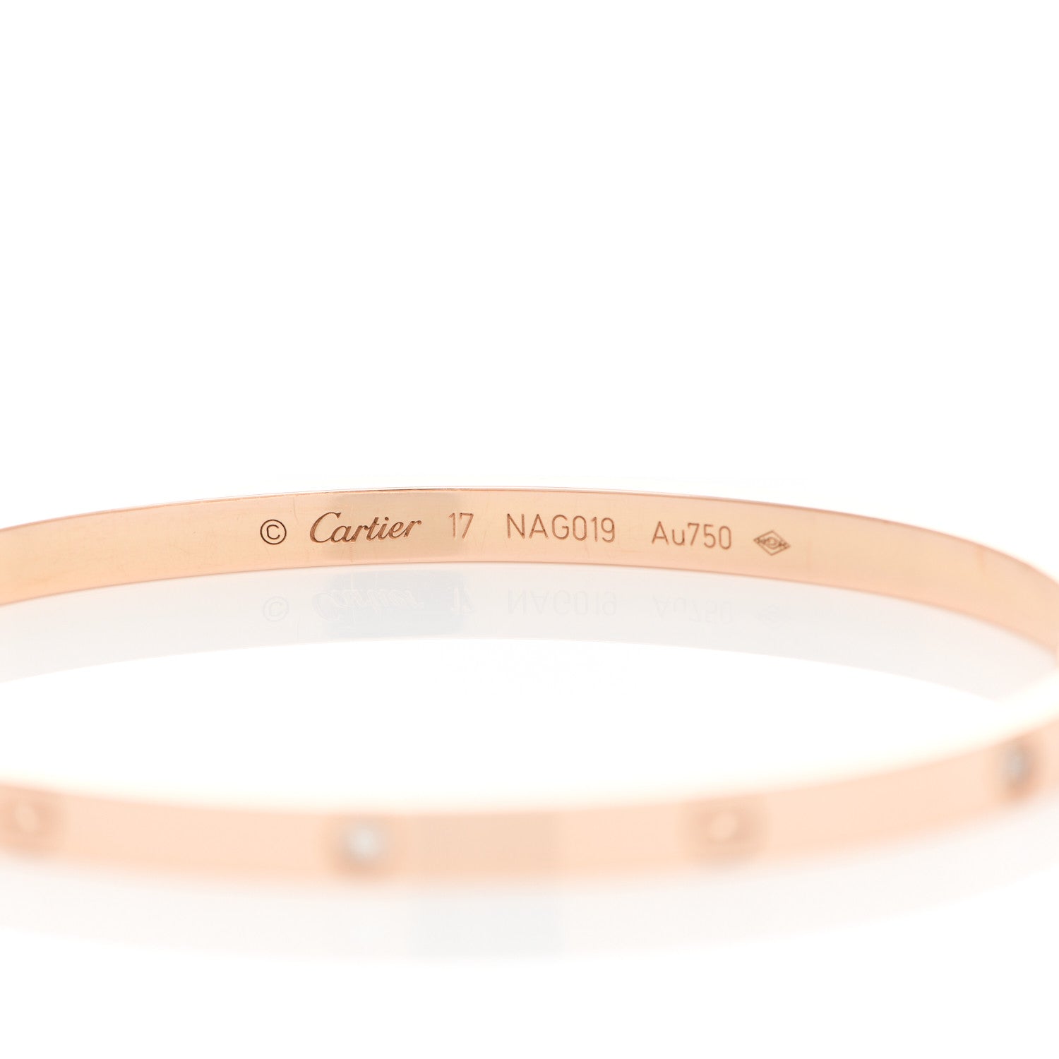 Cartier 18K Pink Gold 6 Diamond Small LOVE Bracelet 17 3 of 5