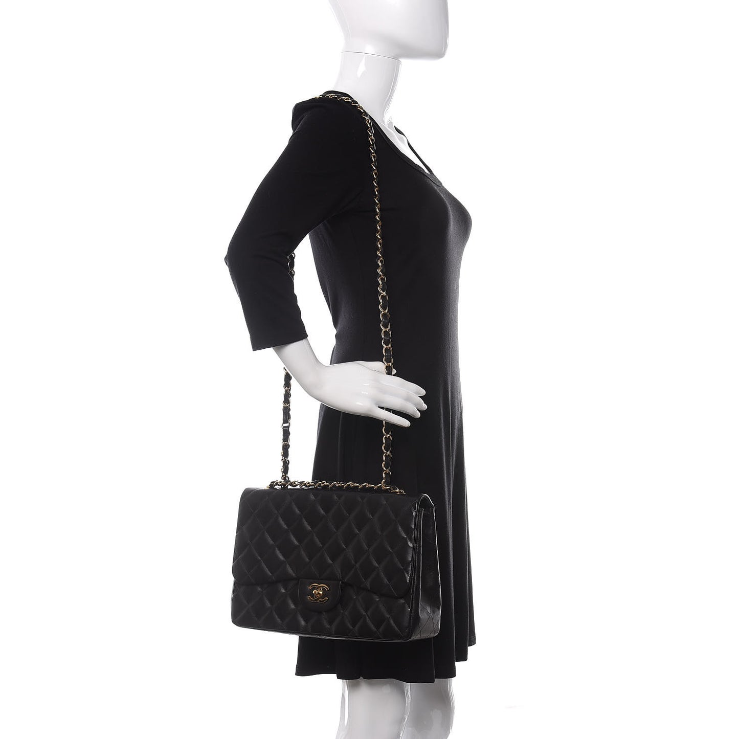 Lambskin Quilted Jumbo Single Flap Black
