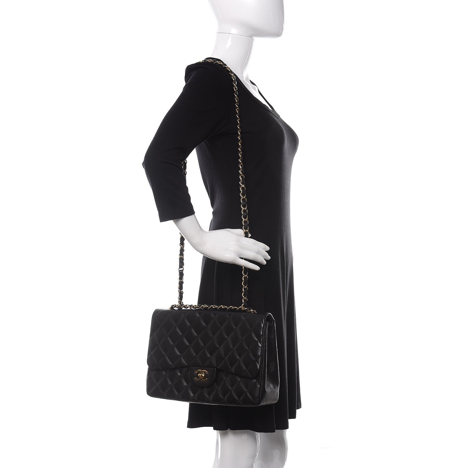 Chanel Lambskin Quilted Jumbo Single Flap Black 2 of 15