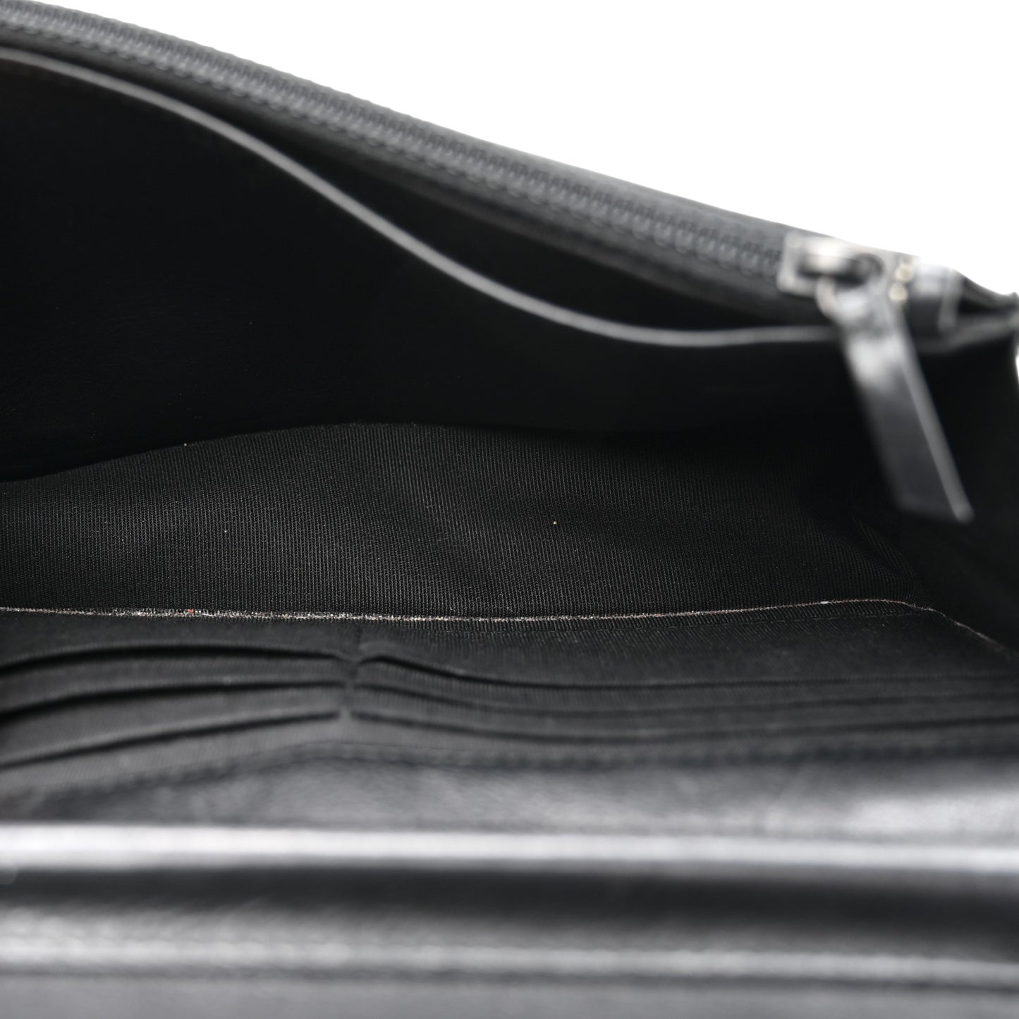 Crumpled Calfskin Quilted Wallet On Chain WOC Black