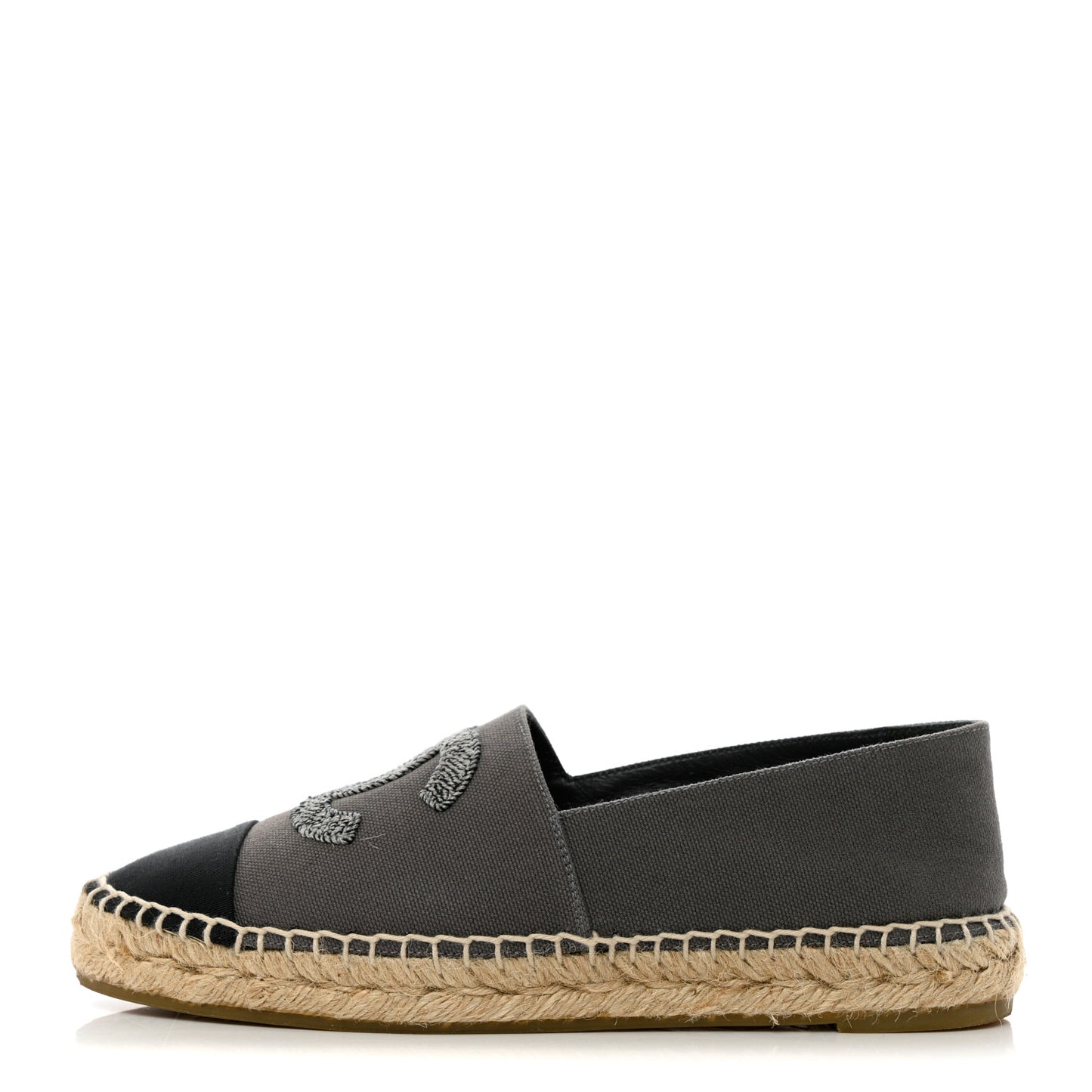 Canvas Grosgrain CC Espadrilles 37 Grey Black