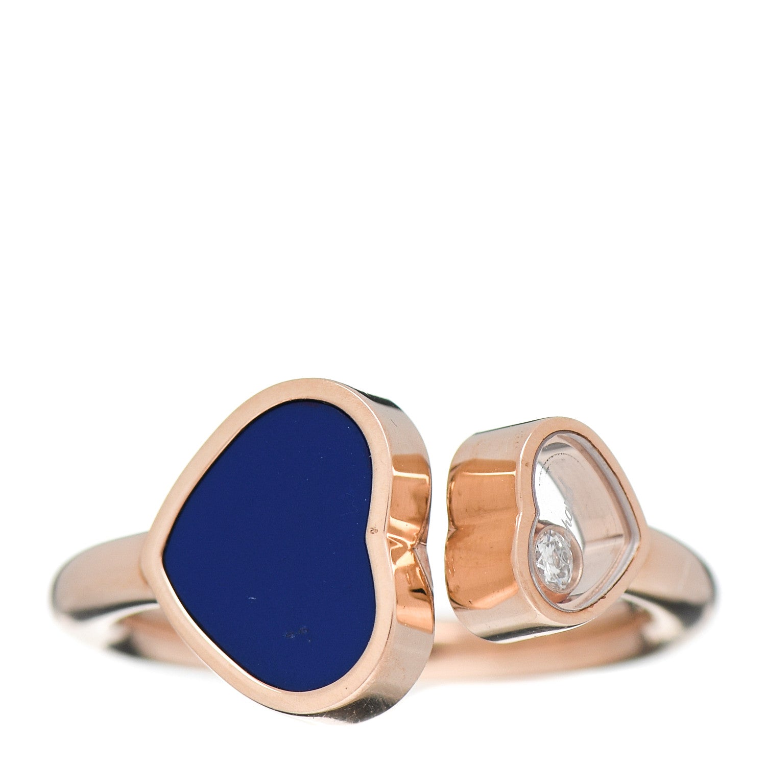 Chopard 18K Rose Gold Diamond Blue Gem Happy Hearts Ring 52 6 970897 ...
