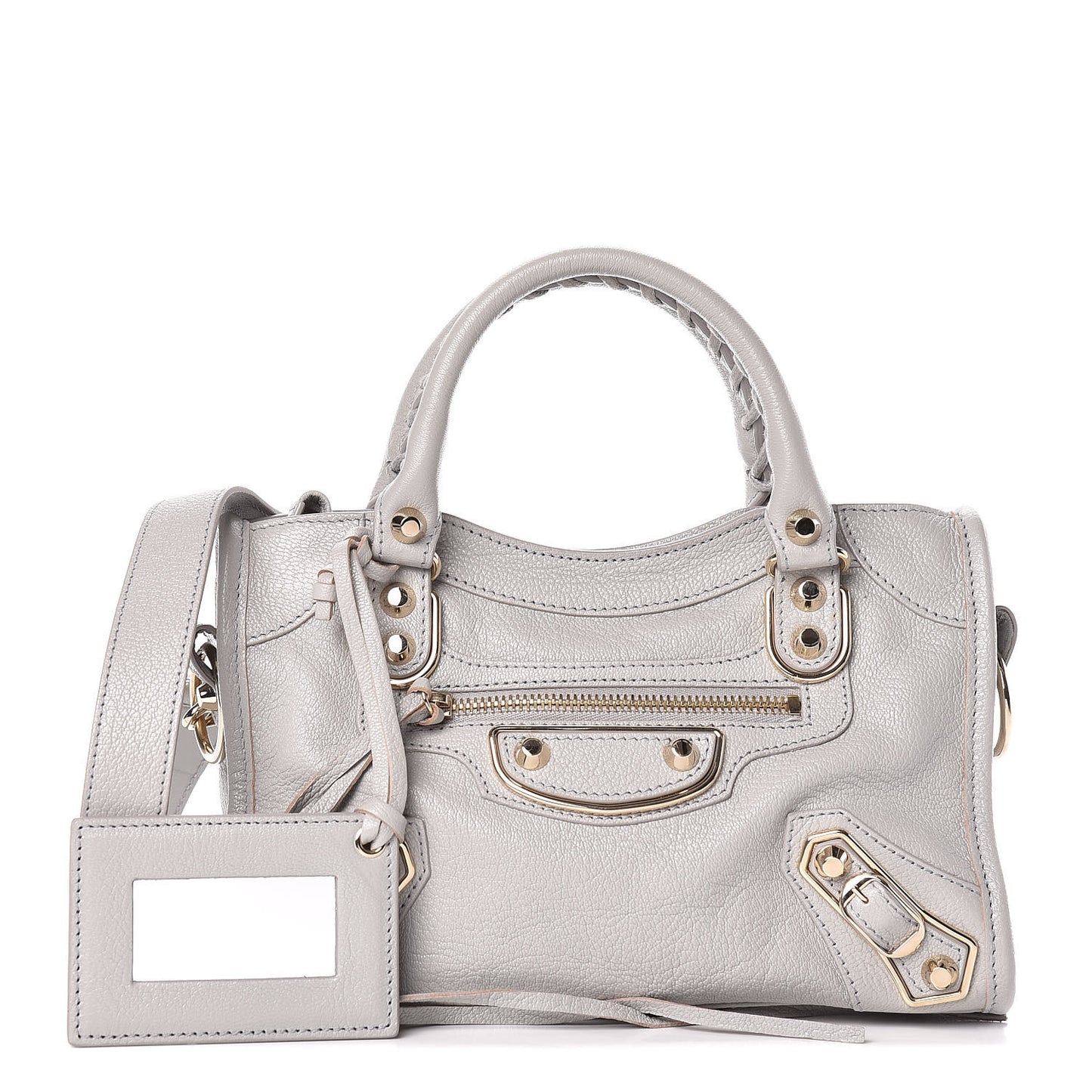 Chevre Gold Metallic Edge Hardware Mini City Gris Perle