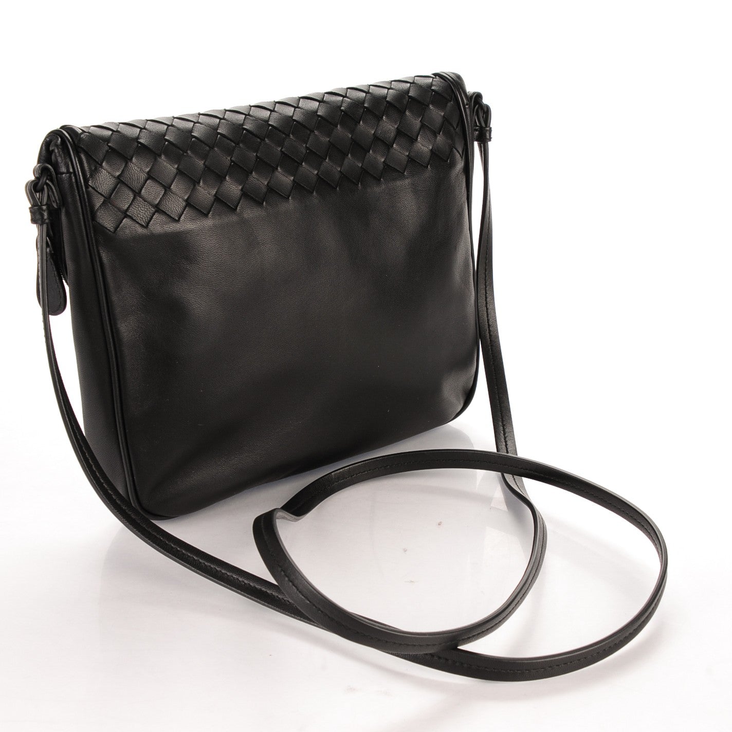 Nappa Intrecciato Flap Crossbody Nero Black
