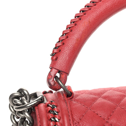 Chanel Calfskin Quilted New Medium Boy Top Handle Flap Red 8 of 14
