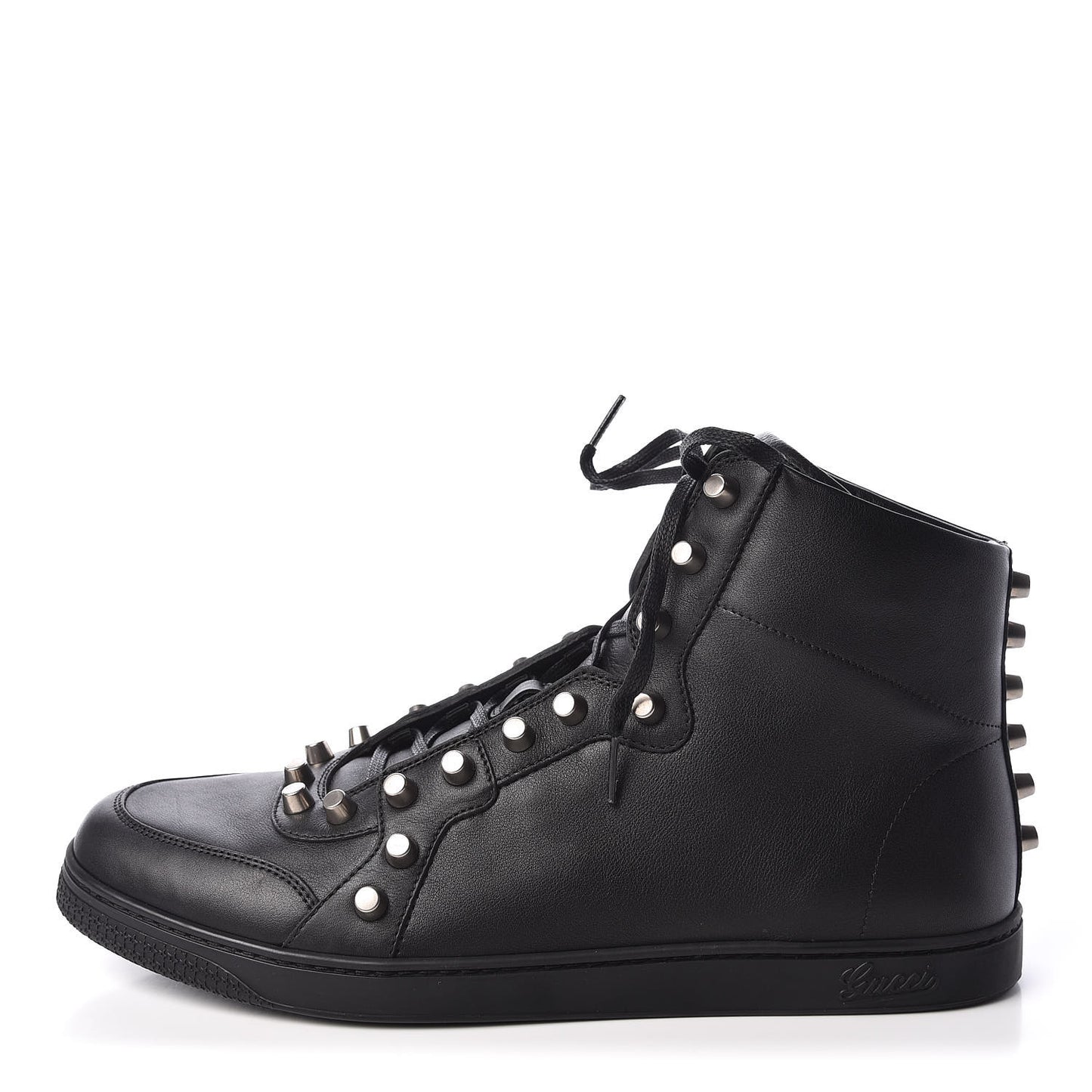 Calfskin Studded Mens High Top Sneakers 10 Black