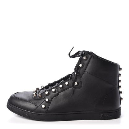 Gucci Calfskin Studded Mens High Top Sneakers 10 Black 1 of 8
