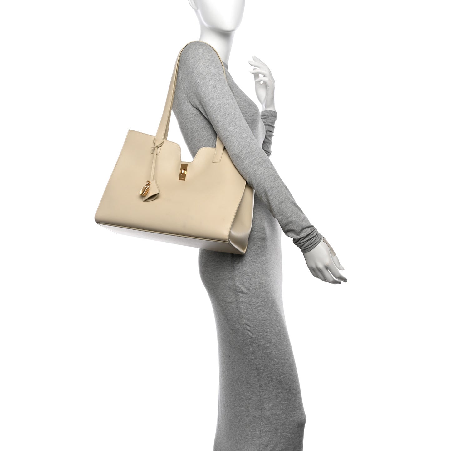 Supple Grained Calfskin Cabas 16 Bag Limestone