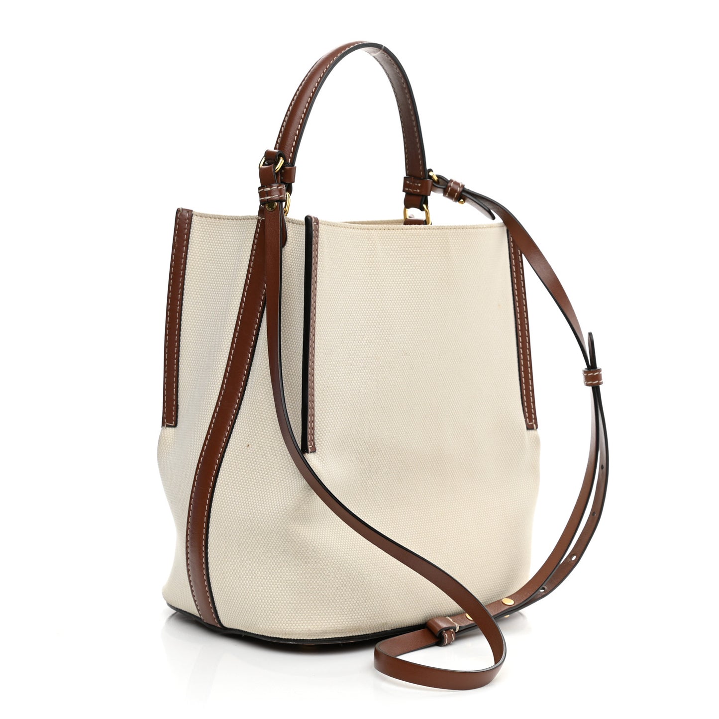 Canvas Cotton Small Peggy Bucket Bag Natural Gold
