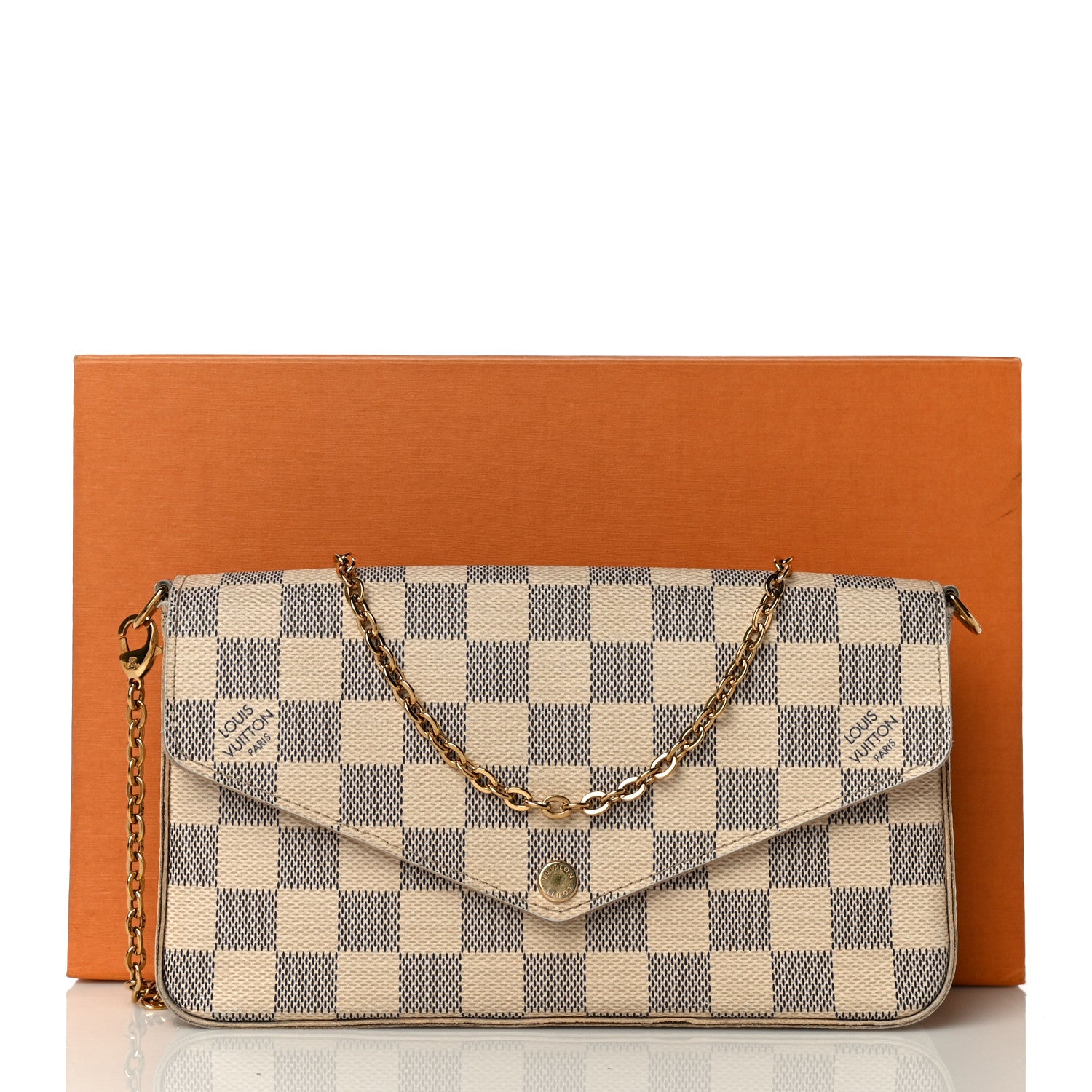 Louis Vuitton Damier Azur Pochette Felicie Chain Wallet Rose Ballerine 18 of 18