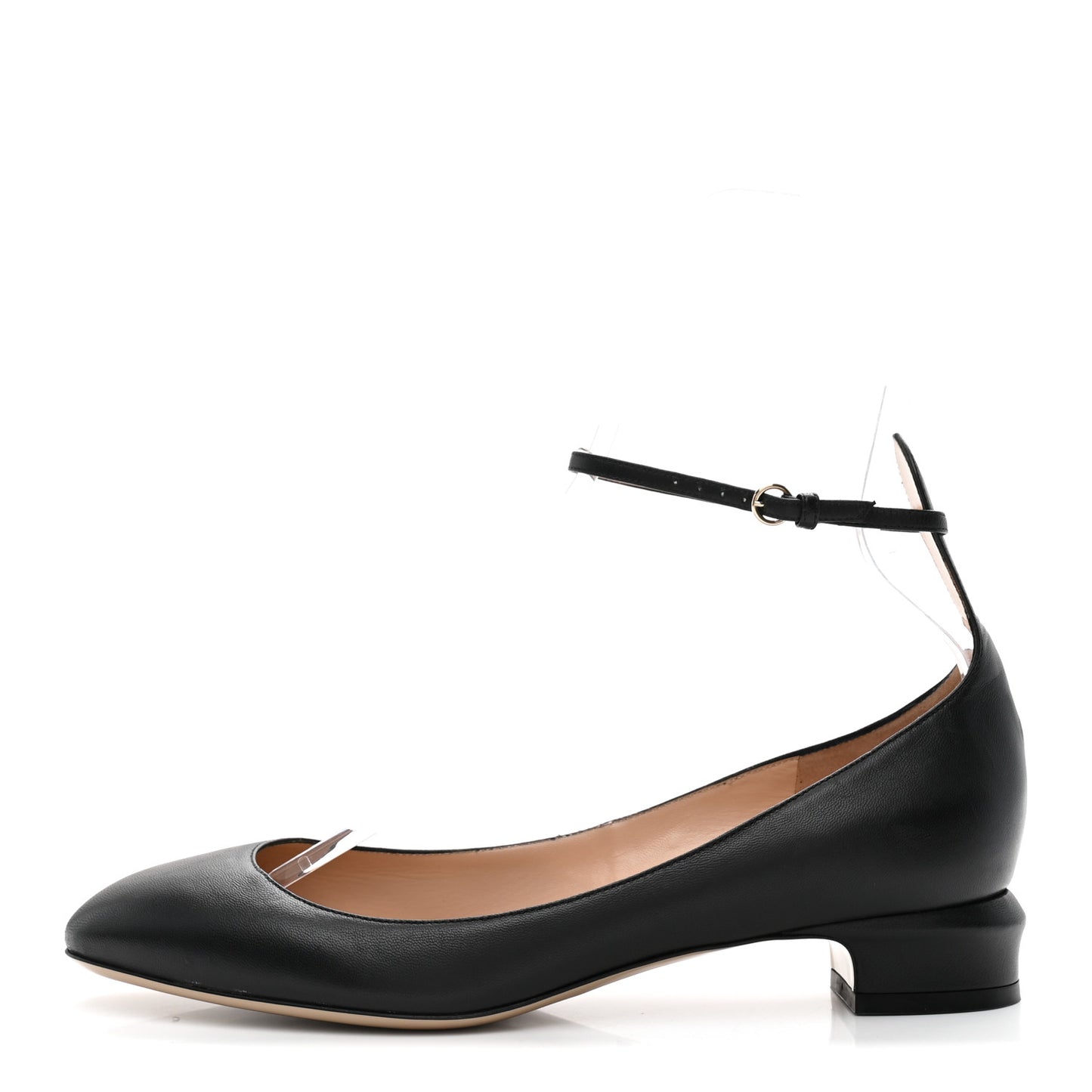 Calfskin Ballerina Ankle Strap Flats 40.5 Black
