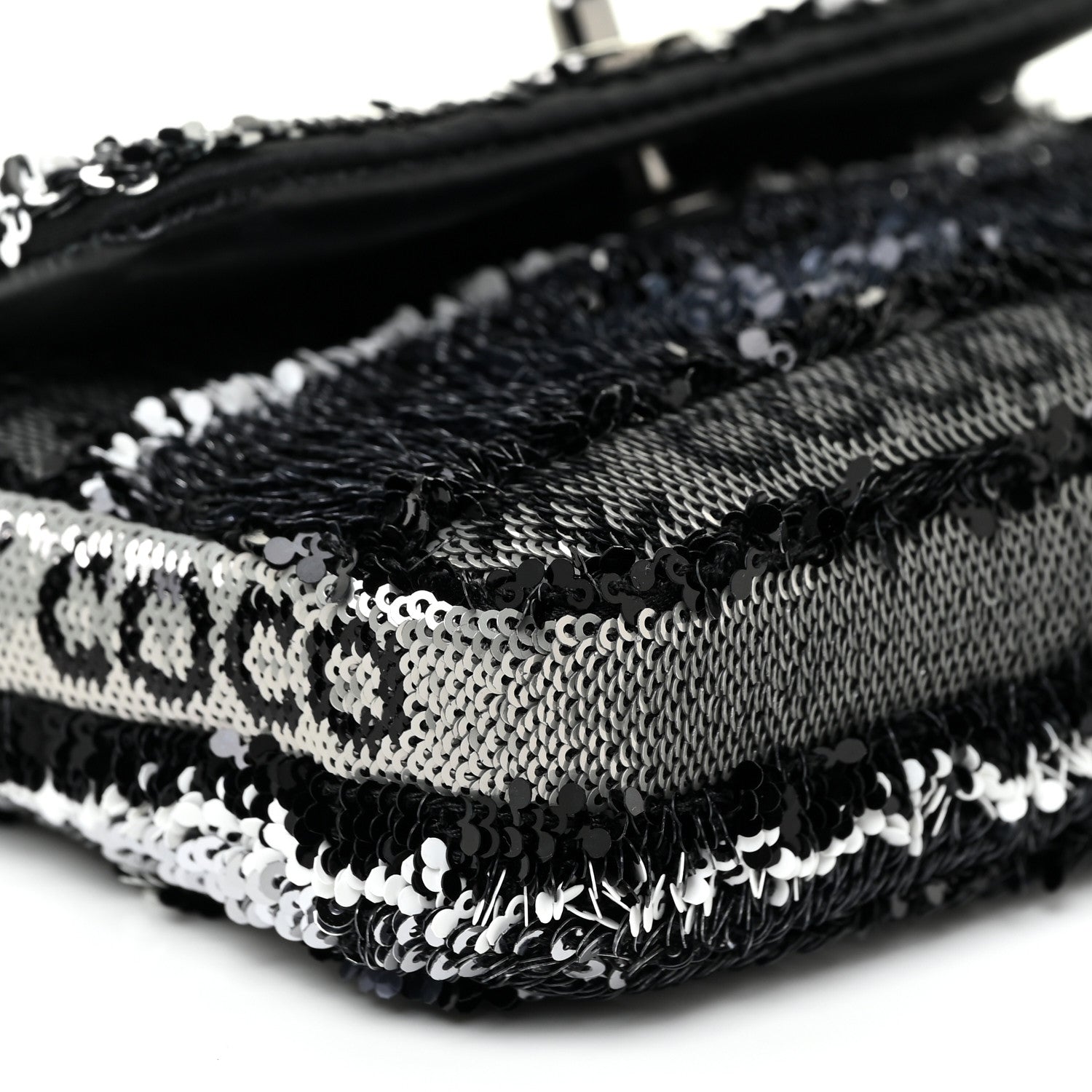 Chanel Sequin COCO Clutch With Chain Black Silver 9 of 13