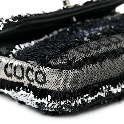 Chanel Sequin COCO Clutch With Chain Black Silver 9 of 13