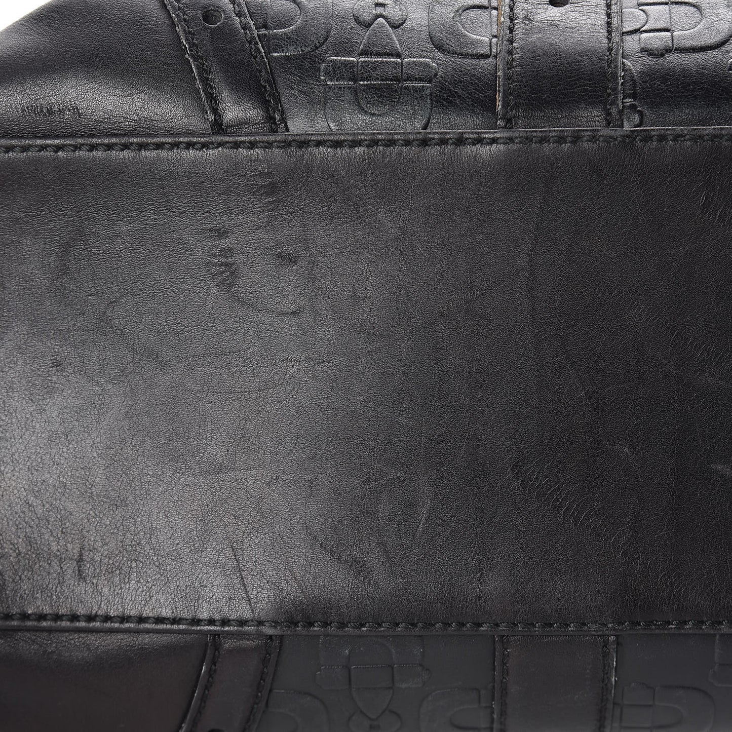 Calfskin Horsebit Embossed Large Glam Shoulder Bag Black