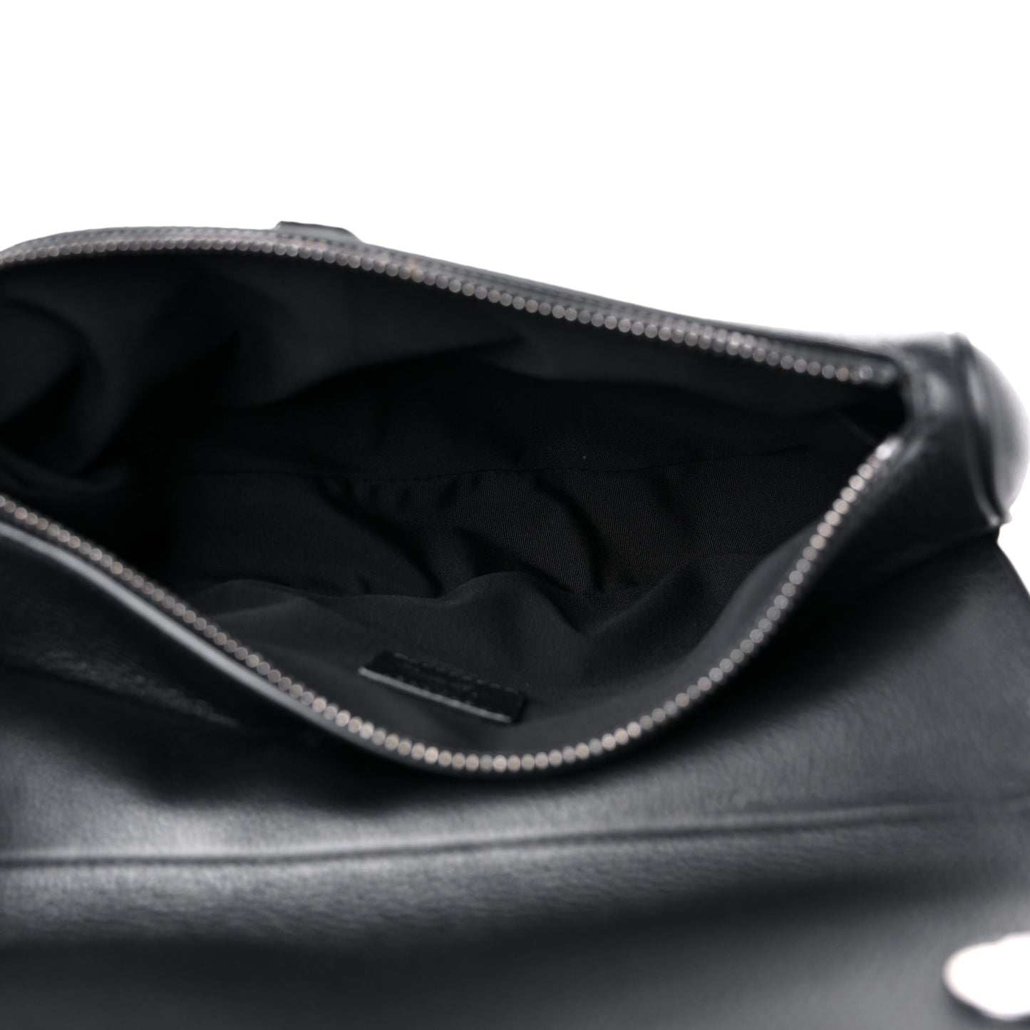 X SHAWN STUSSY Grained Calfskin Saddle Bag Black