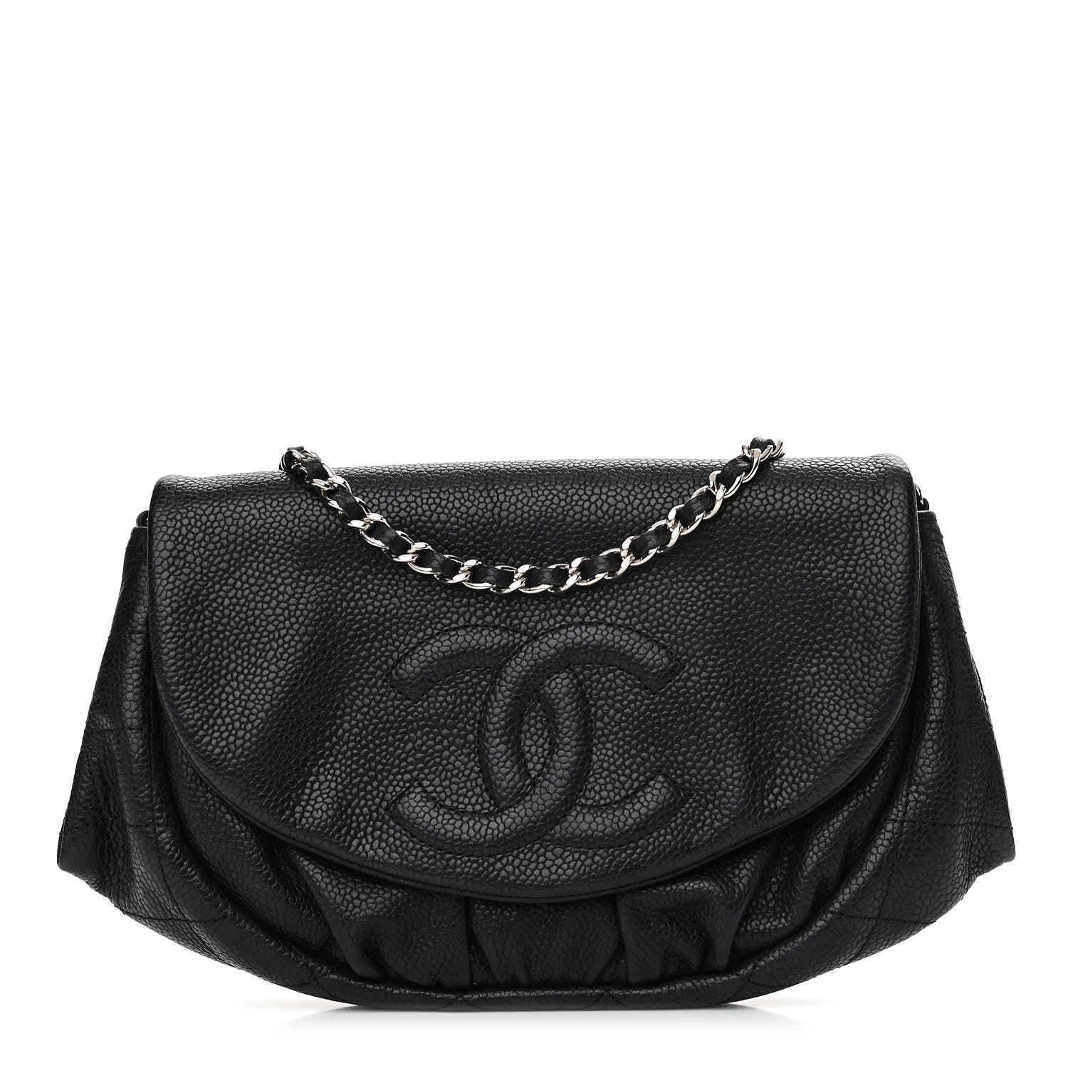 Chanel Caviar Half Moon Wallet On Chain WOC Black 1 of 14