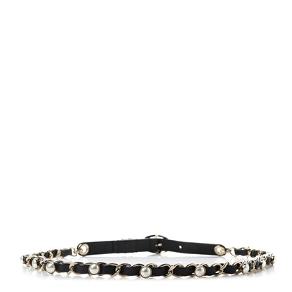 Chanel Lambskin CC Pearl Chain Belt 70 28 Black 2 of 4