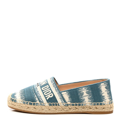 Christian Dior Cotton D-Stripes Embroidered Granville 15mm Espadrilles 37.5 Deep Ocean 1 of 10