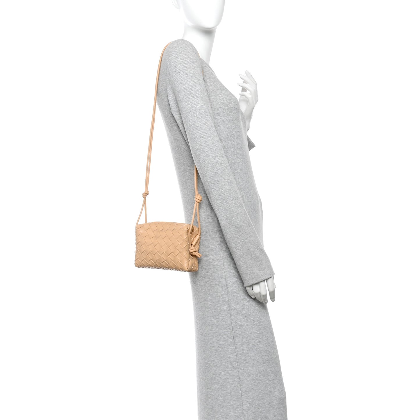 Nappa Intrecciato Mini Loop Camera Bag Almond