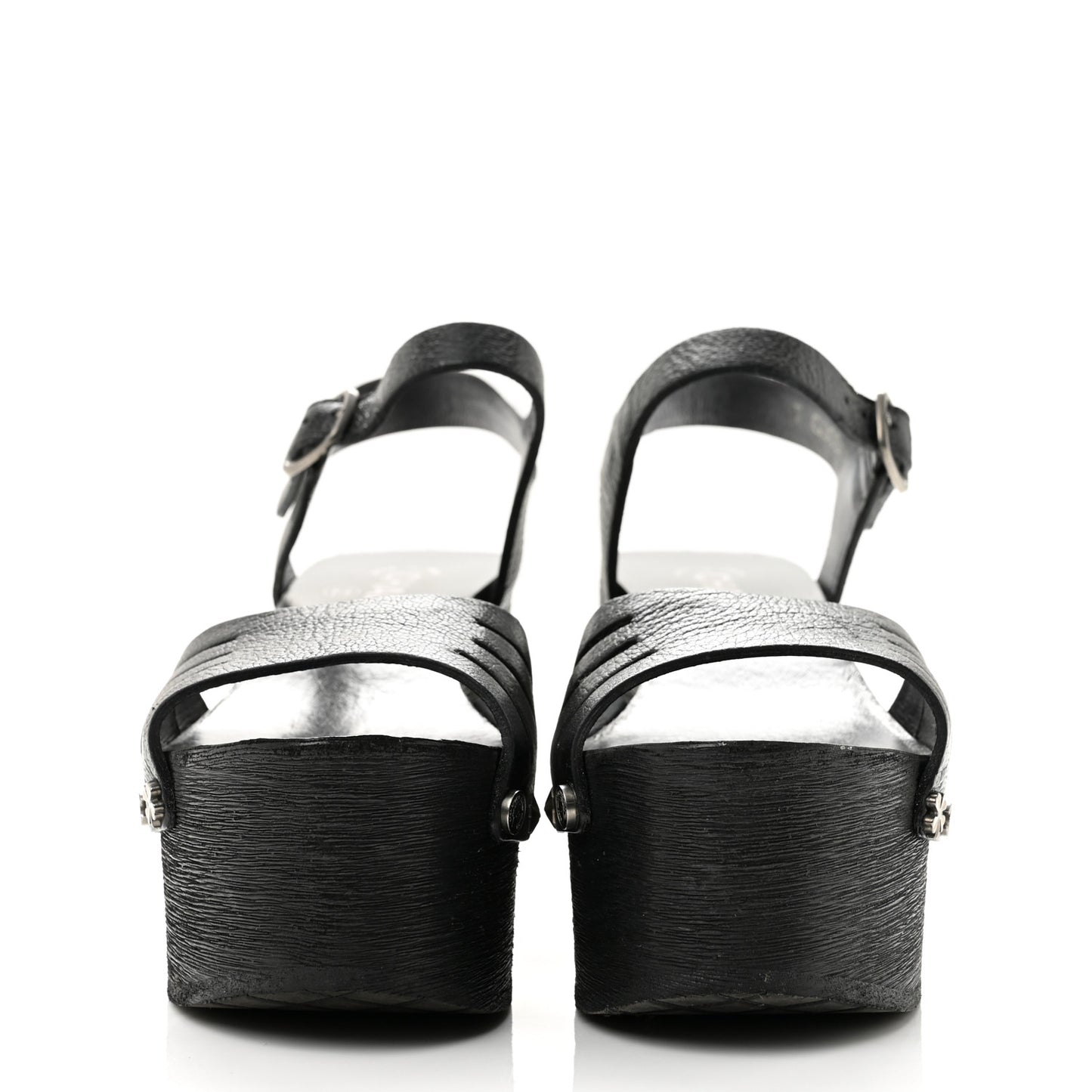 Goatskin Studded Platform Sandals 35 Black