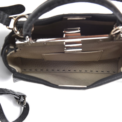 Fendi Cuoio Romano Selleria Bi-Color Mini Peekaboo Iconic Satchel Asfalto Latte 7 of 11