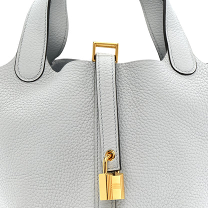 Hermes Taurillon Clemence Picotin Lock 18 PM Bleu Pale 8 of 11