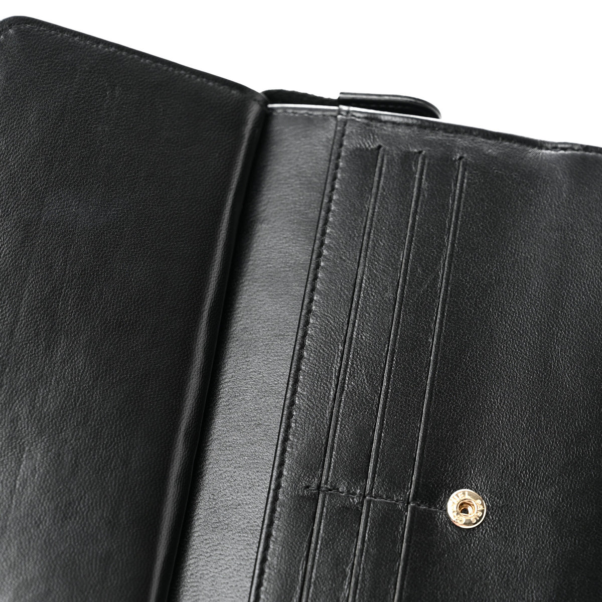 Lambskin Quilted All About Chanel Charm Wristlet Wallet Black