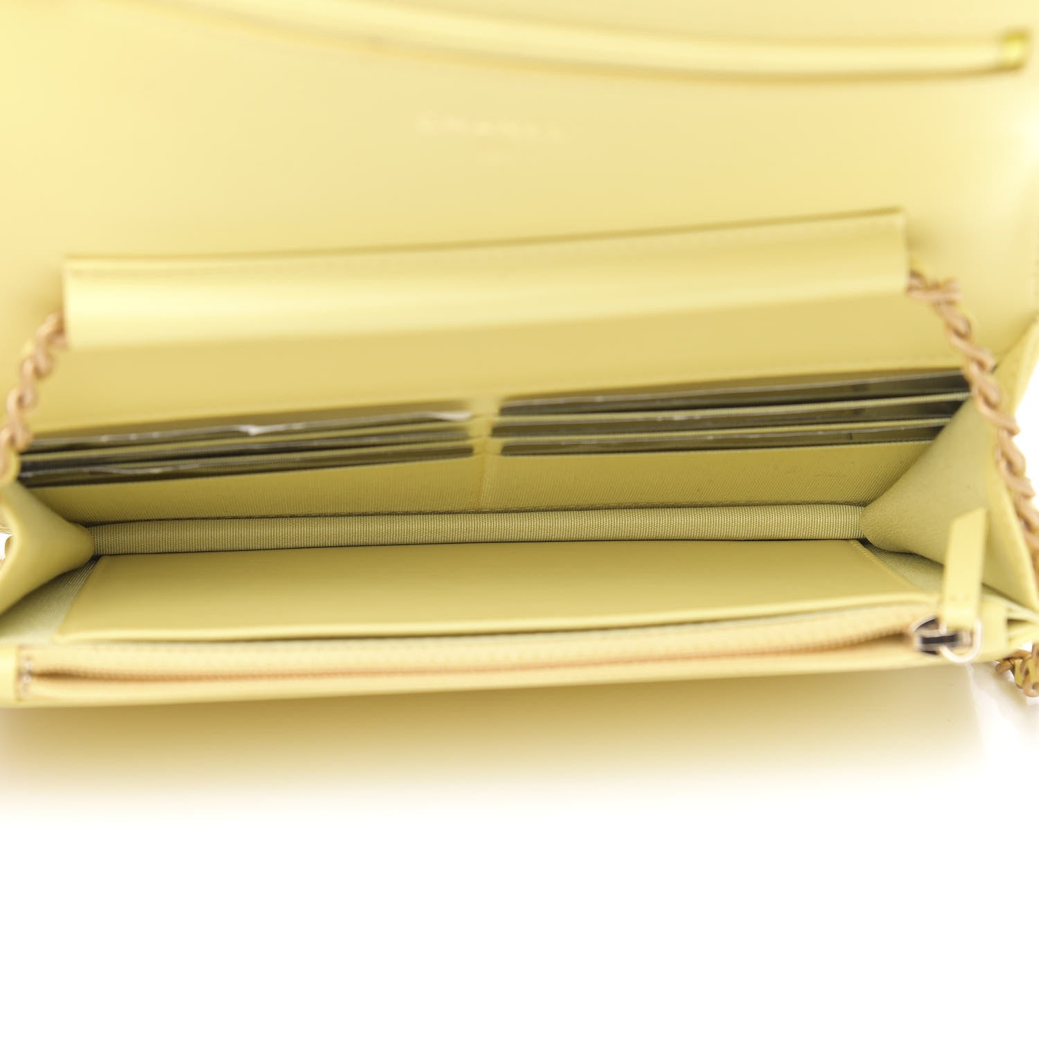 Chanel Caviar Quilted CC Filigree Wallet On Chain WOC Yellow 5 of 11
