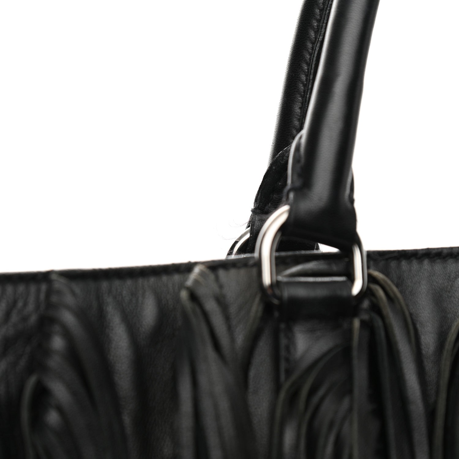 Prada Nappa Fringe Tote Black 12 of 13